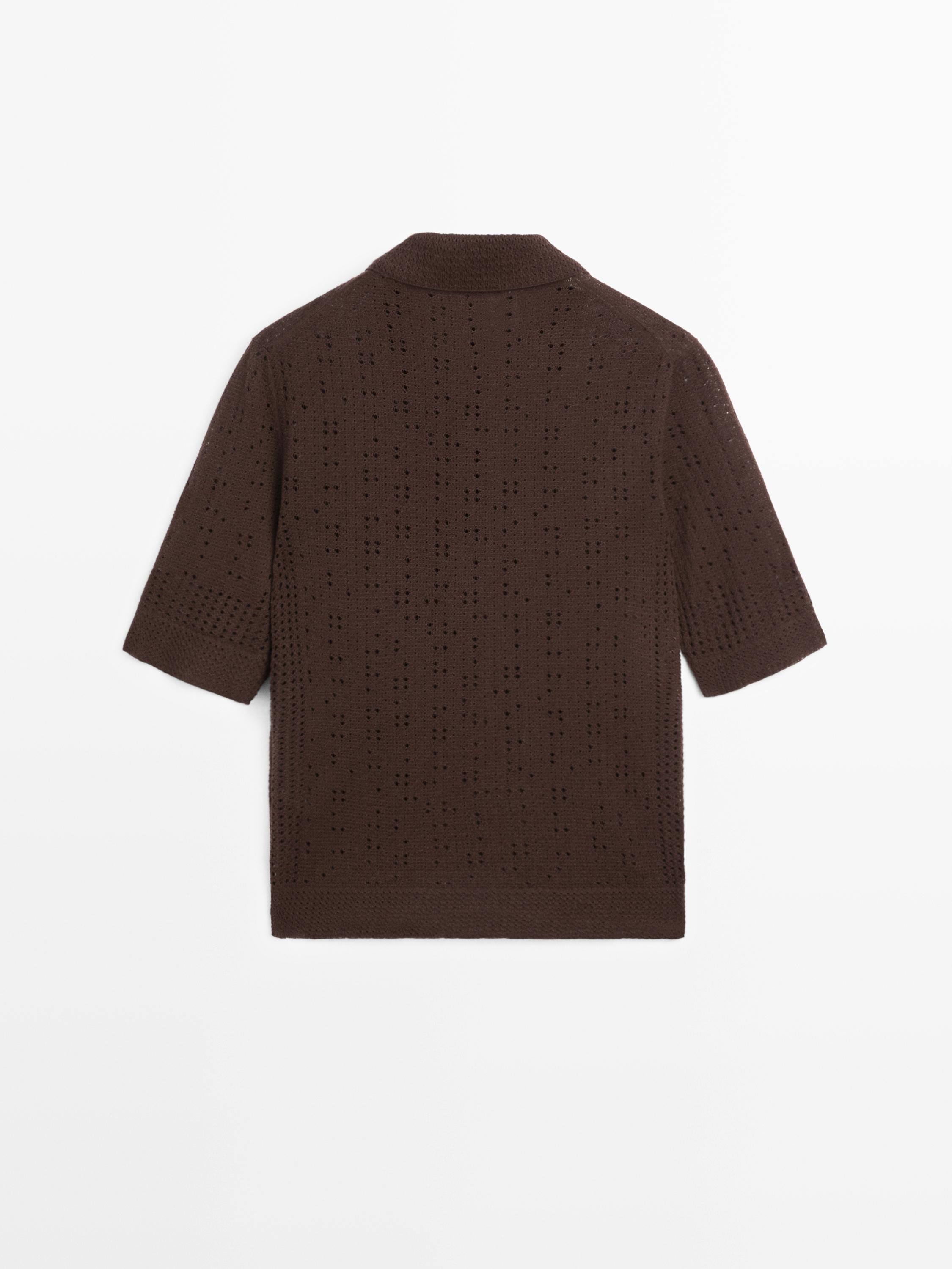Polo laine en maille à manches courtes